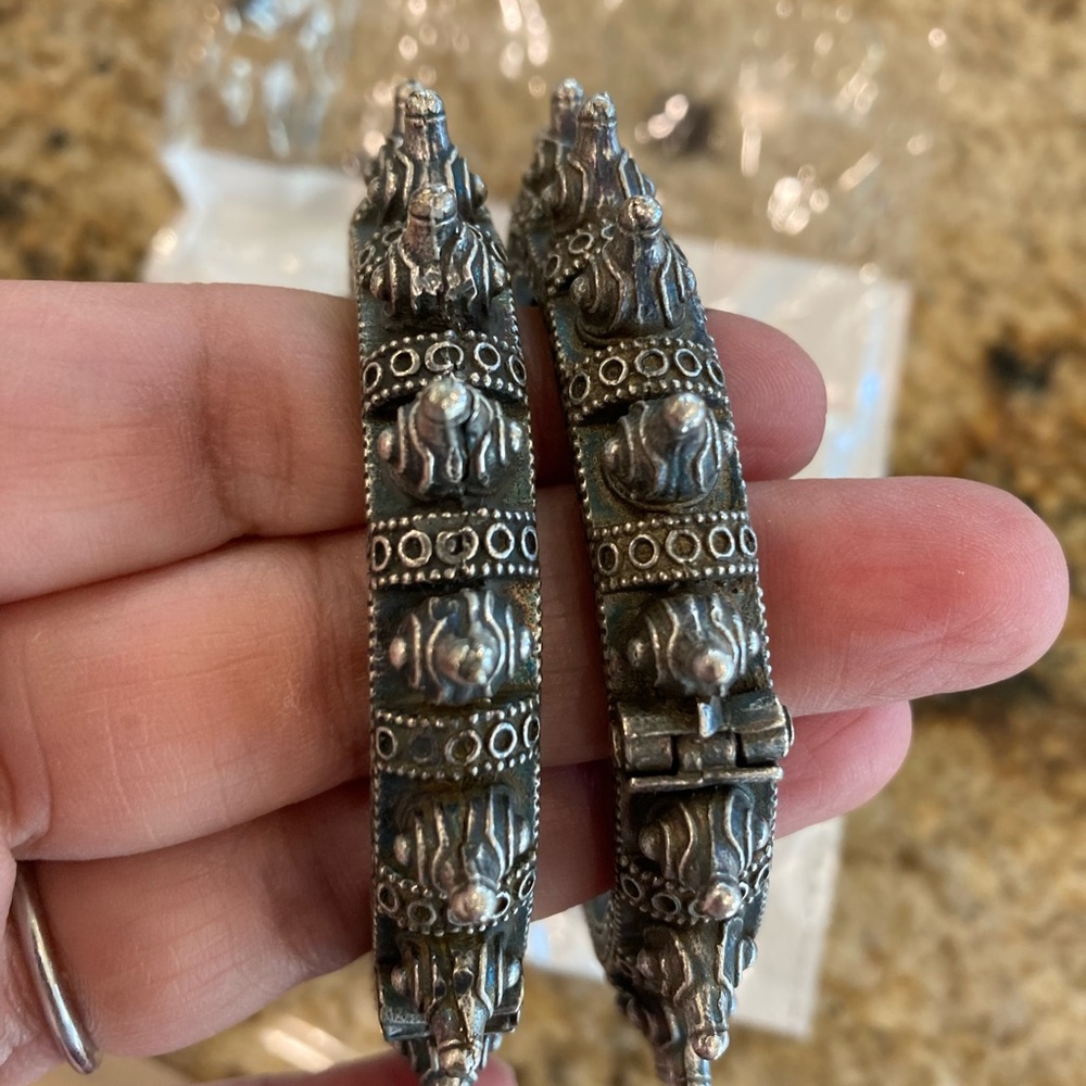 German Silver Bangles - 2 Pc Openable Set - image 2